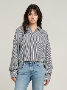 G-Star Bluzka w kolorze antracytowo-białym rozmiar: XL. Białe bluzki G-Star, xl, bez wzorów, retro, bez kołnierzyka, bez ramiączek. Za 250,35 zł.