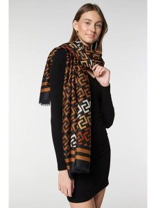 Lucky Bees Szal w kolorze pomarańczowo-czarnym - 180 x 75 cm rozmiar: onesize. Czarne szaliki Lucky Bees, bez wzorów, z materiału. Za 104,64 zł.