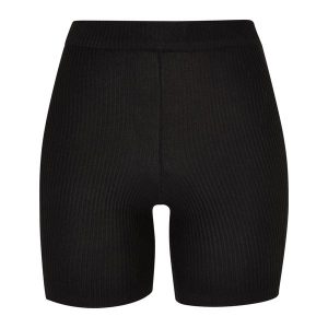 Szorty Damskie Z Dzianiny W Prążki. Czarne szorty Urban Classics, bez wzorów, z dzianiny, sportowe. Za 139,99 zł.