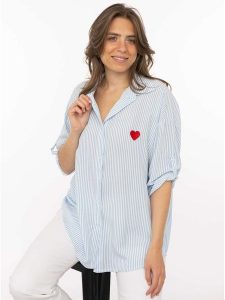Zwillingsherz Tunika "Stripes & Heart" w kolorze błękitnym rozmiar: onesize. Niebieskie tuniki Zwillingsherz, bez wzorów, z bawełny, bez kołnierzyka, bez ramiączek. Za 134,95 zł.