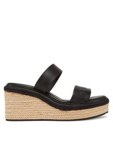 Calvin Klein Espadryle Wedge Sandal 50 - He HW0HW02375 Czarny. Czarne espadryle Calvin Klein, bez wzorów, ze skóry, bez obcasa. Za 279,99 zł.