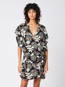 Rip Curl Sukienka w kolorze czarnym rozmiar: XS. Czarne sukienki Rip Curl, xs, bez wzorów, z wiskozy, bez kołnierzyka, bez ramiączek, mini, kopertowe. Za 70,24 zł.