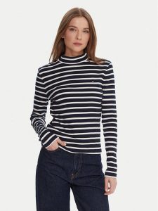 Tommy Hilfiger Bluzka WW0WW47307 Granatowy Slim Fit. Niebieskie bluzki TOMMY HILFIGER, xl, bez wzorów, z bawełny, bez kołnierzyka, bez ramiączek. Za 259,99 zł.