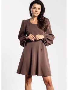 Awama Sukienka w kolorze brązowym rozmiar: L. Brązowe sukienki Awama, l, bez wzorów, bez kołnierzyka, bez ramiączek, mini. Za 154,07 zł.