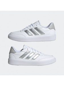 Adidas Sneakersy "Courtblock" w kolorze srebrno-białym rozmiar: 37 1/3. Białe trampki ADIDAS, bez wzorów, bez zapięcia. Za 194,95 zł.