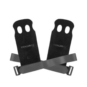 Skórki gimnastyczne do podnoszenia ciężarów Thorn Fit. Czarne rękawiczki THORN FIT, bez wzorów. W wyprzedaży za 25,94 zł.
