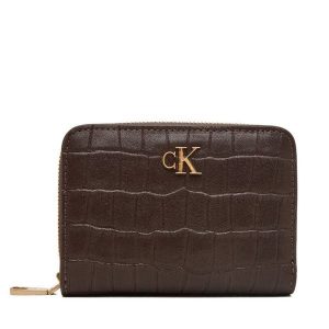 Portfel Calvin Klein. Brązowe portfele Calvin Klein, bez wzorów. Za 289,99 zł.