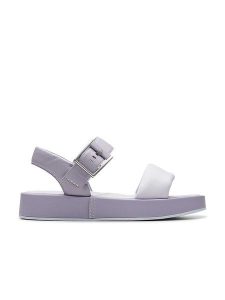 Clarks Skórzane sandały "Alda Strap" w kolorze fioletowym rozmiar: 39. Różowe sandały Clarks, bez wzorów, z otwartym noskiem, bez obcasa, bez zapięcia. Za 223,99 zł.