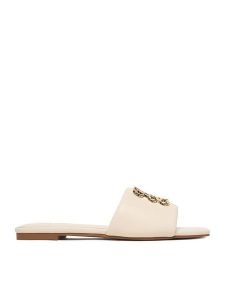 Nine West Klapki CEO-SMRL393663-02 Écru. Białe klapki Nine West, bez wzorów, z materiału, bez obcasa. Za 169,99 zł.