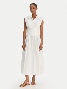 Guess Sukienka codzienna W6GKA0 W2353 Biały Regular Fit. Białe sukienki Guess, na co dzień, z aplikacjami, z bawełny, bez kołnierzyka, bez ramiączek, proste. Za 694,99 zł.