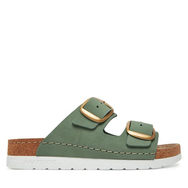 Klapki Dr. Brinkmann. Zielone klapki Dr. Brinkmann, bez wzorów, bez obcasa. Za 369,99 zł.