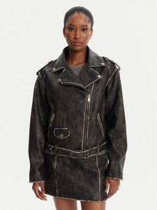 Guess Kurtka z imitacji skóry W5YL04 WHDI0 Szary Regular Fit. Szare kurtki Guess, xxl, z aplikacjami, ze skóry, bez kaptura. Za 489,99 zł.