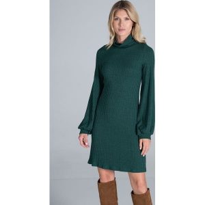 Dzianinowa Sukienka z Golfem - Zielona. Zielone sukienki Figl, xl, bez wzorów, z dzianiny, bez kołnierzyka, bez ramiączek, rozkloszowane. Za 289,00 zł.