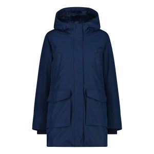 Parka damska z kapturem CMP. Niebieskie kurtki CMP, bez wzorów, z kapturem. Za 596,15 zł.