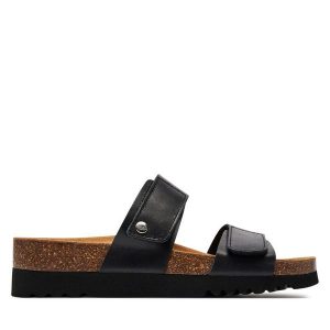 Klapki Scholl. Czarne klapki Scholl, bez wzorów, bez obcasa. Za 339,99 zł.