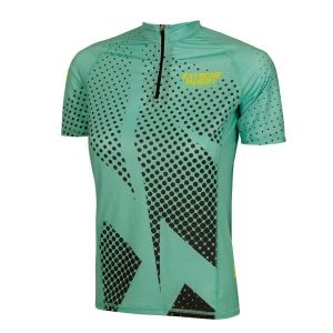 Koszulka biegowa damska z zamkiem i krótkim rękawem EXTREME HOBBY HALFTONE. Zielone bluzki EXTREME HOBBY, s, bez wzorów, z elastanu, sportowe, bez kołnierzyka, bez ramiączek. Za 159,00 zł.