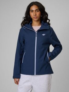 4F Kurtka przejściowa membrana 5000 damska - granatowa XL. Niebieskie kurtki 4f, na jesień, l, bez wzorów, bez kaptura. Za 299,99 zł.