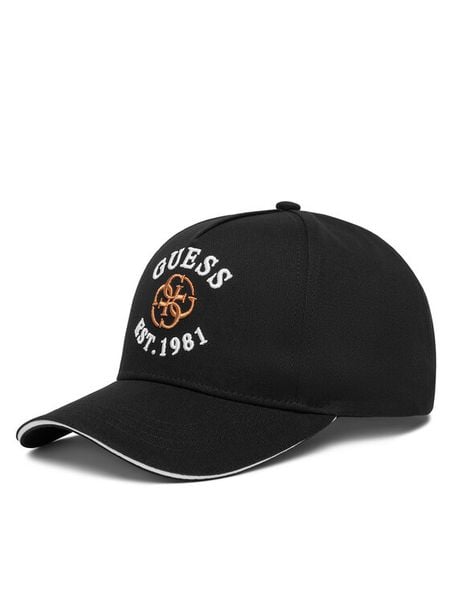 Guess Czapka z daszkiem V6RZ03 WO07T Czarny. Czarne czapki Guess, z aplikacjami, z bawełny. Za 101,99 zł.