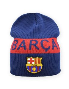 Czapka zimowa FC Barcelona - oficjalna licencjonowana. Niebieskie czapki FC BARCELONA, bez wzorów, z gumy. Za 99,00 zł.