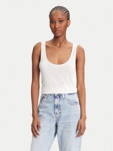 Calvin Klein Top LV044C345G Écru Regular Fit. Białe topy Calvin Klein, xl, bez wzorów, z wiskozy, bez kołnierzyka, bez ramiączek. Za 198,99 zł.