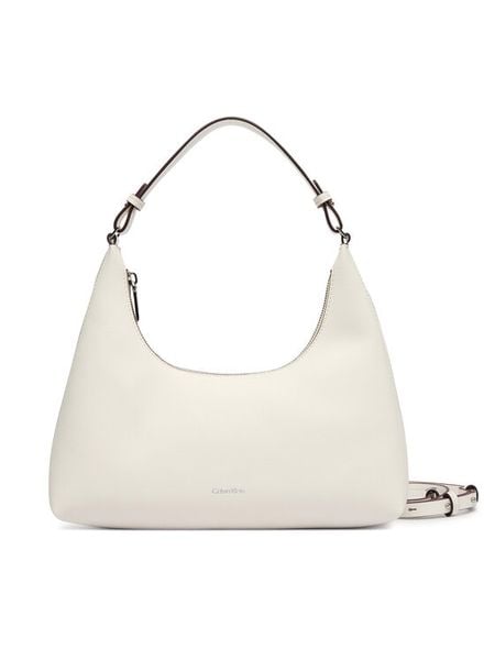 Calvin Klein Torebka Foil Logo Conv Shou?Lder Bag LV04F3272G Biały. Białe torebki klasyczne Calvin Klein, bez wzorów, ze skóry, bez dodatków. Za 489,99 zł.
