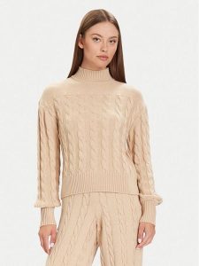 Guess Golf W5BR30 Z1192 Beżowy Relaxed Fit. Brązowe golfy Guess, z aplikacjami, z syntetyku. Za 475,00 zł.