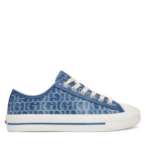 Trampki Guess. Niebieskie trampki Guess, z aplikacjami, bez zapięcia. Za 364,99 zł.