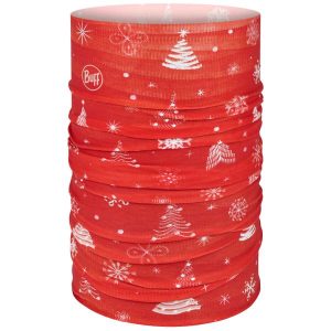 Komin na szyję dla dorosłych Original EcoStretch Holiday Scarf 1347698171000. Czerwone szaliki Buff, bez wzorów, z elastanu. Za 72,99 zł.