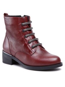 Lasocki Trzewiki WI23-KANAN-06 Bordowy. Czerwone botki Lasocki, bez wzorów, ze skóry, bez obcasa, na słupku, bez zapięcia. Za 279,99 zł.