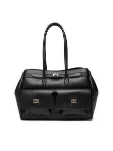 Gino Rossi Torebka EO-CLOVER-X10167 Czarny. Czarne shopper bag Gino Rossi, bez wzorów, z materiału, bez dodatków. Za 239,99 zł.