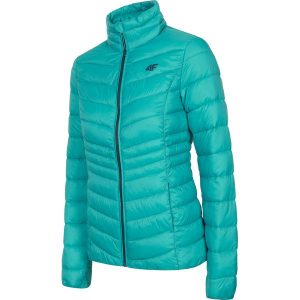 Kurtka puchowa damska KUDP210 - turkus. Kurtki marki 4f. W wyprzedaży za 129,99 zł.