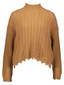 ONLY Sweter "Esma" w kolorze karmelowym rozmiar: L. Brązowe swetry oversize ONLY, l, bez wzorów, z bawełny, bez ramiączek. Za 92,21 zł.