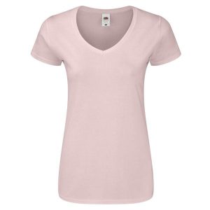 Koszulka Damska Iconic 150 Z Dekoltem V. Czerwone bluzki FRUIT OF THE LOOM, l, bez wzorów, sportowe, bez kołnierzyka, bez ramiączek. Za 40,99 zł.