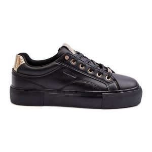 Damskie Sneakersy Big Star NN274209 Czane czarne. Czarne trampki bez wzorów, z gumy, bez zapięcia. Za 221,62 zł.