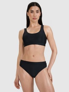4F Góra od bikini damska - czarna S. Czarne bikini 4f, bez wzorów, z elastanu. W wyprzedaży za 59,99 zł.