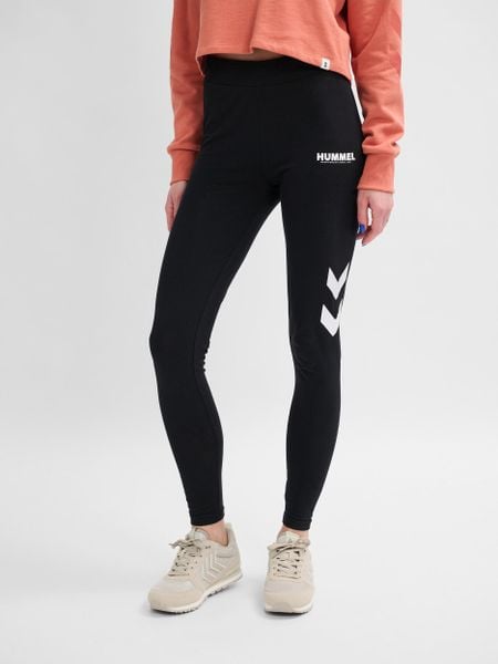 Damskie legginsy Hummel Legacy. Czarne legginsy Hummel, bez wzorów, z bawełny, z standardowym stanem. Za 138,36 zł.