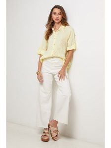 Lin Passion Lniana koszula w kolorze żółtym rozmiar: 38/40. Żółte koszule Lin Passion, bez wzorów, ze lnu, bez kołnierzyka, bez ramiączek. Za 165,99 zł.
