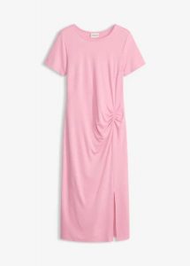 Sukienka z dżerseju z mieszanki wiskozy. Czerwone sukienki bonprix, bez wzorów, z dżerseju, eleganckie, bez kołnierzyka, bez ramiączek. Za 54,99 zł.