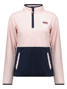 Geographical Norway Bluza polarowa "Touki" w kolorze jasnoróżowo-granatowym rozmiar: M. Różowe bluzy Geographical Norway, m, bez wzorów, z polaru, bez kaptura. Za 64,45 zł.