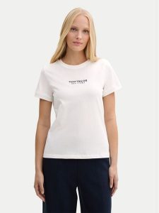 Tom Tailor T-Shirt 1045543 Biały Regular Fit. Białe t-shirty Tom Tailor, l, bez wzorów, z bawełny, bez kołnierzyka, bez ramiączek. Za 59,99 zł.
