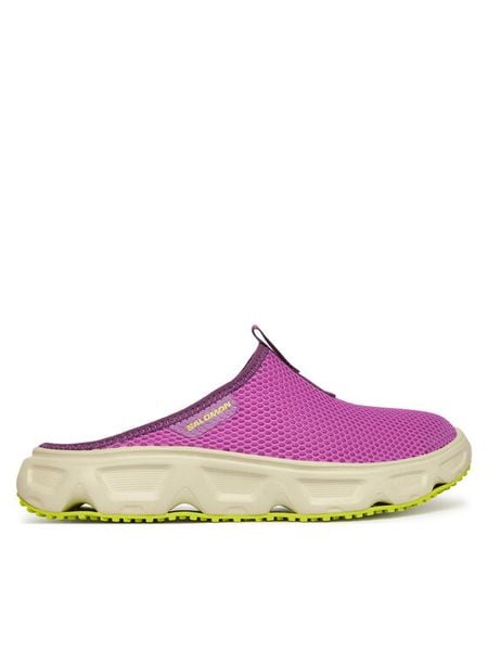 Salomon Klapki Reelax Slide 6.0 L47994900 Fioletowy. Fioletowe klapki Salomon, bez wzorów, z materiału, bez obcasa. Za 319,99 zł.
