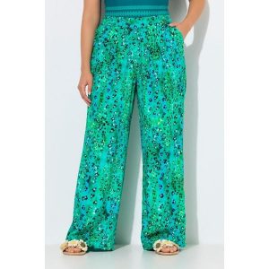 Damskie Spodnie palazzo zwierzęcy wzór szeroka nogawka elastyczny pas. Zielone rajstopy i pończochy Ulla Popken, bez wzorów, z materiału. Za 239,99 zł.