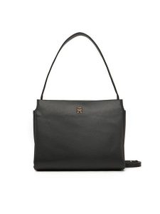 Tommy Hilfiger Torebka Th Legacy Med Satchel AW0AW17173 Czarny. Czarne torebki klasyczne TOMMY HILFIGER, bez wzorów, ze skóry, bez dodatków. Za 399,99 zł.