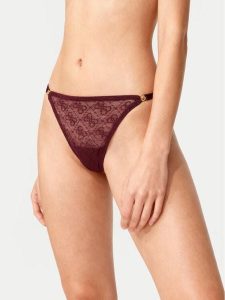 Guess Stringi O5RE10 KCLB0 Bordowy. Czerwone stringi Guess, z aplikacjami, z syntetyku. Za 99,99 zł.