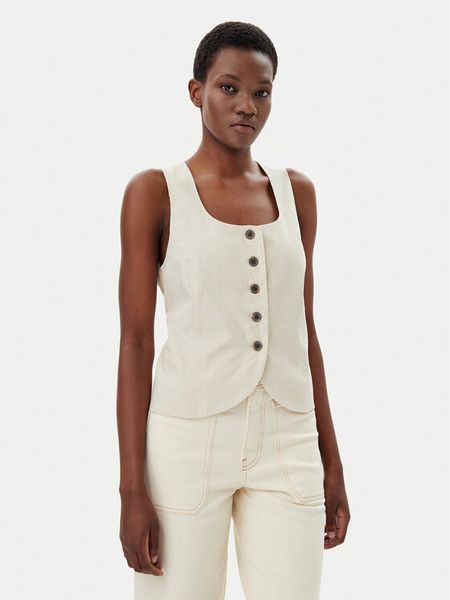 Gap Kamizelka 714973-02 Beżowy Slim Fit. Brązowe kamizelki GAP, m, bez wzorów, ze lnu, bez kołnierzyka, bez ramiączek, bez kaptura. Za 219,99 zł.