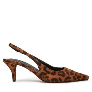 Czółenka Nine West. Brązowe czółenka Nine West, bez wzorów, bez obcasa, bez zapięcia. Za 249,99 zł.