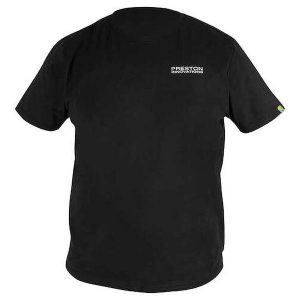 Koszulka Wędkarska Preston Black T-Shirt. Czarne bluzki PRESTON INNOVATIONS, xl, bez wzorów, sportowe, bez kołnierzyka, bez ramiączek. Za 99,99 zł.