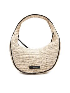 Calvin Klein Torebka Pinched Raffia Medium Shoulder B LV04F3079G Beżowy. Brązowe torebki klasyczne Calvin Klein, bez wzorów, z tworzywa sztucznego, bez dodatków. Za 249,99 zł.