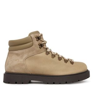Trapery Birkenstock. Brązowe buty zimowe Birkenstock, bez obcasa, bez zapięcia. Za 969,99 zł.