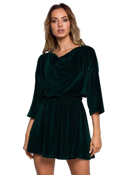 Made of emotion Sukienka w kolorze ciemnozielonym rozmiar: XXL. Zielone sukienki Made Of Emotion, xxl, bez wzorów, z bawełny, bez kołnierzyka, bez ramiączek, mini, rozkloszowane. Za 143,90 zł.